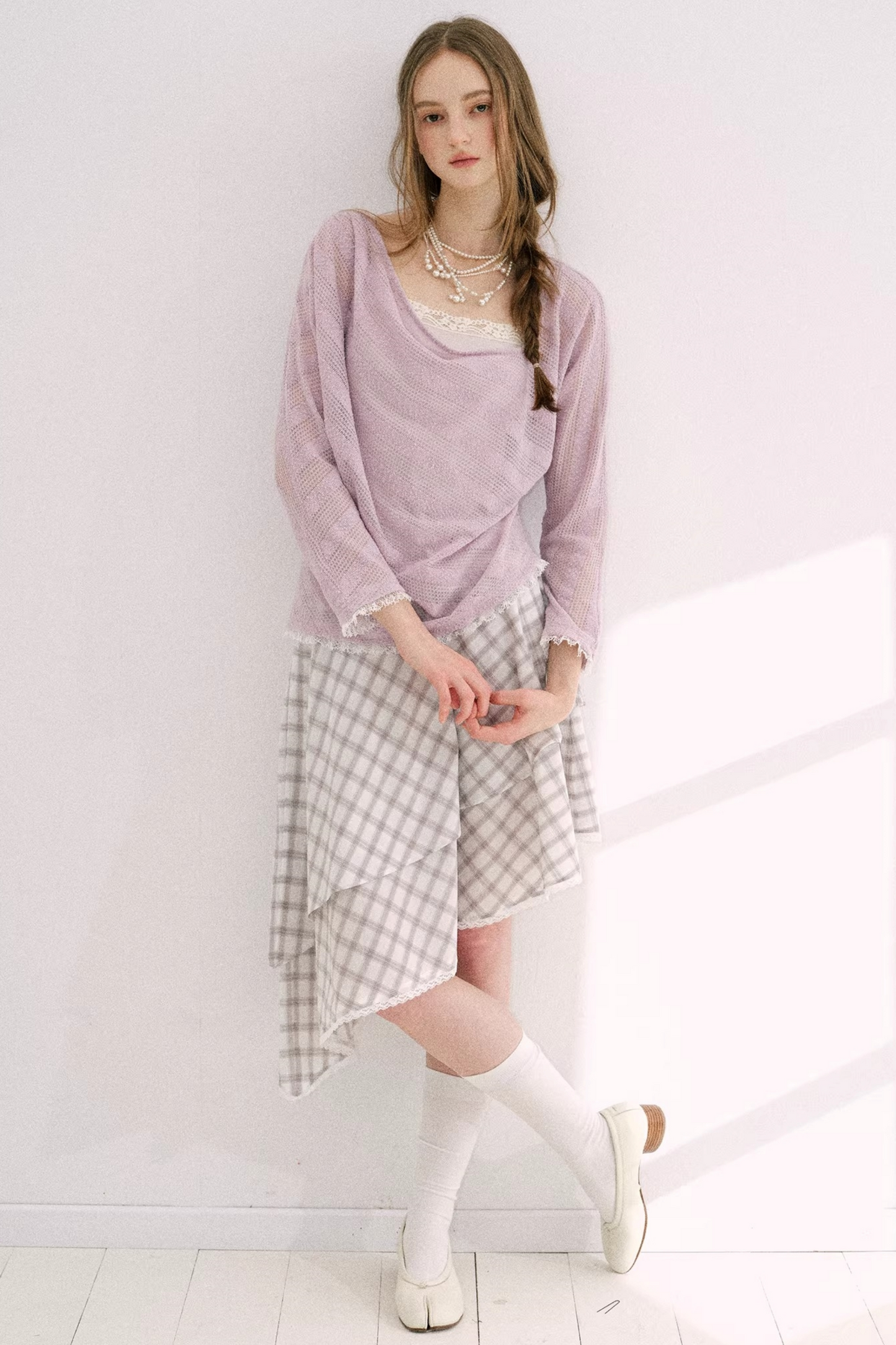 Artist-Designed Plaid A-Line Skirt