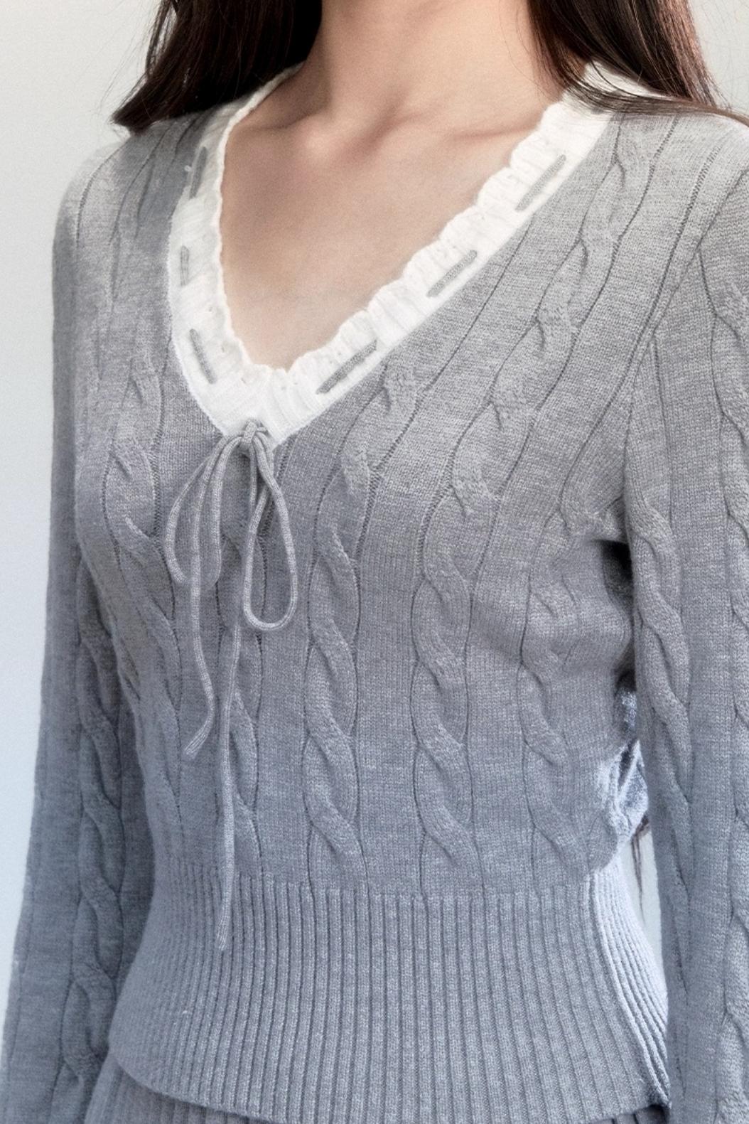 Retro Waist Skirt With Sweater Set-Up