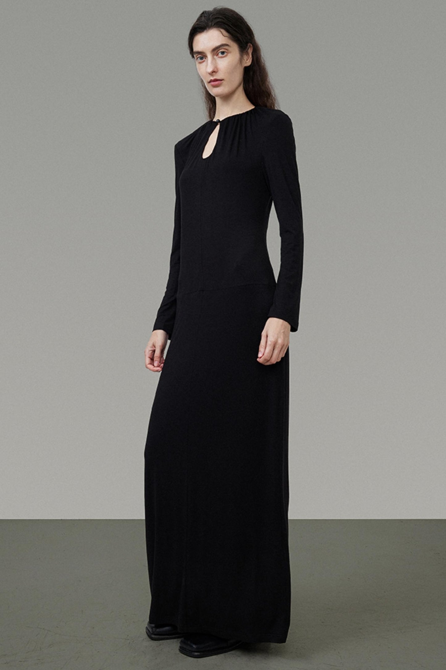 Elegant Black Slim Long Dress