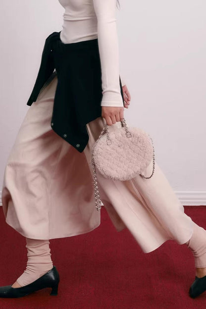 Fuzzy Velvet Quilted Handbag