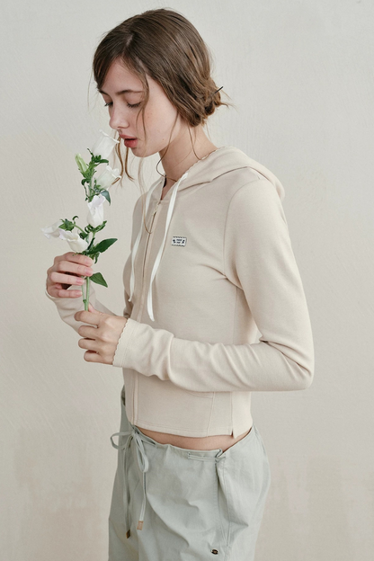Lightweight Waffle Knit Hooded Jacket