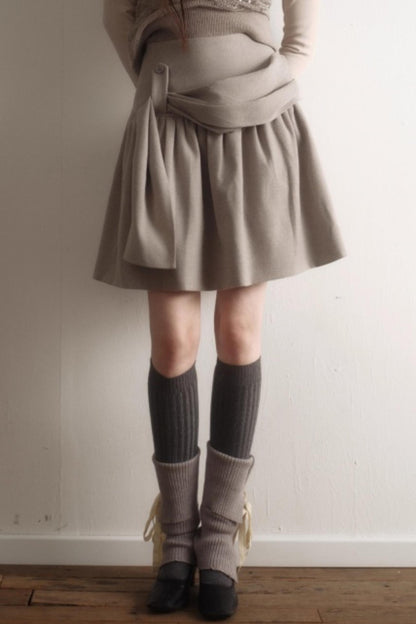 Misty Gray Pleated A-Line Skirt