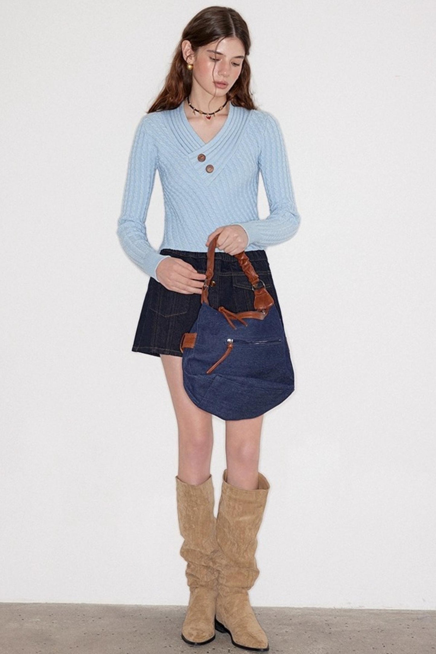 Blue Detachable Denim Jacket Set-Up