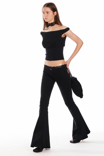 Black Lace Flare Pants