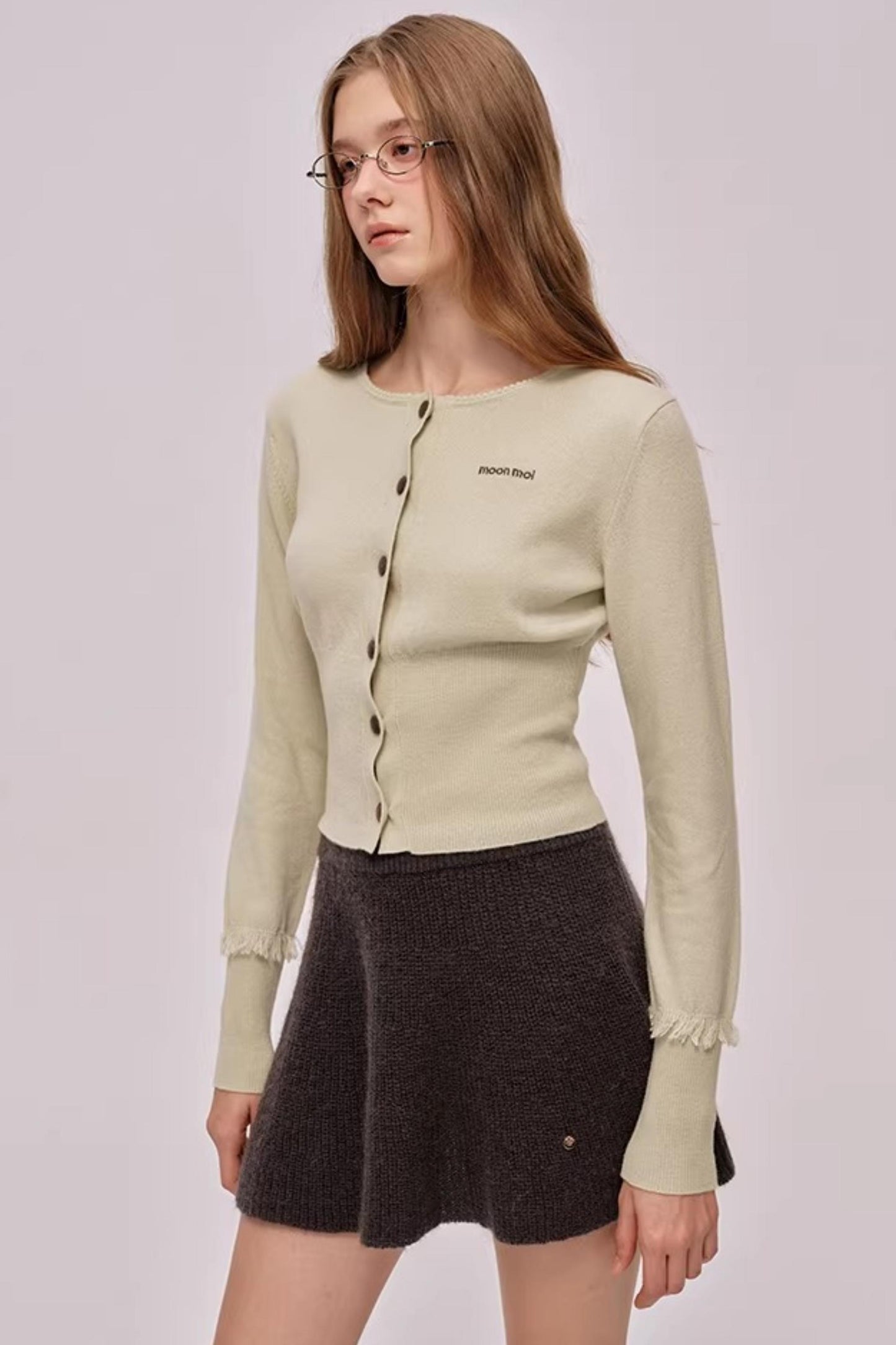 Embroidered Merino Wool Cardigan Top