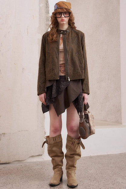 Washed Short Shoulder Jacket