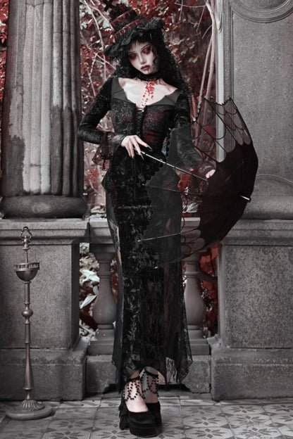 Crimson Blood Velvet Fishtail Dress