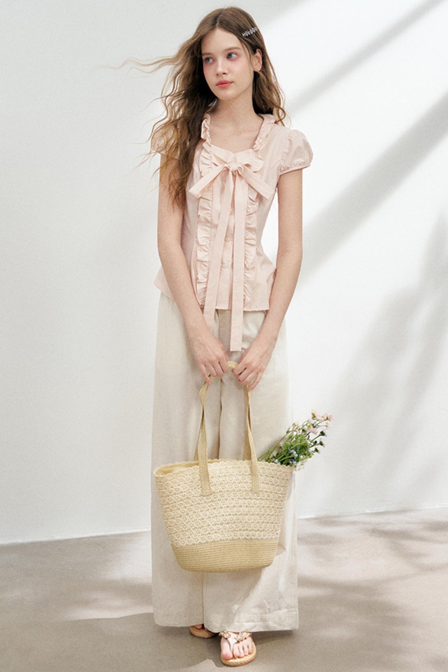 Pink Pleated Blouse