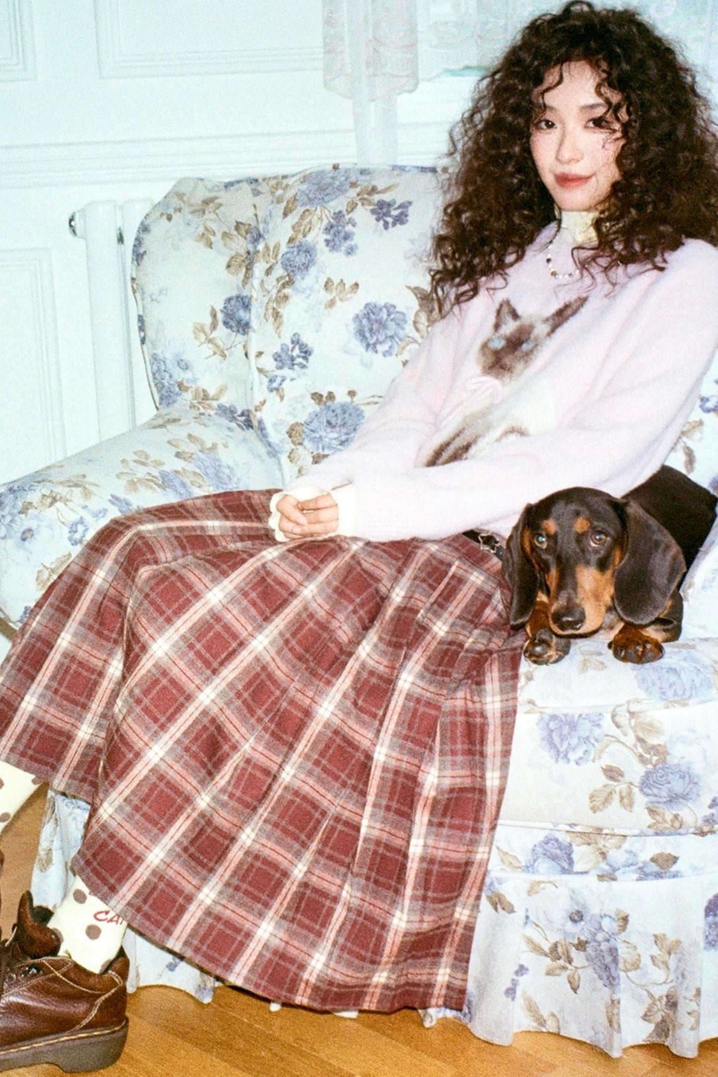 Earl Red Plaid Pleated Skirt Set-Up