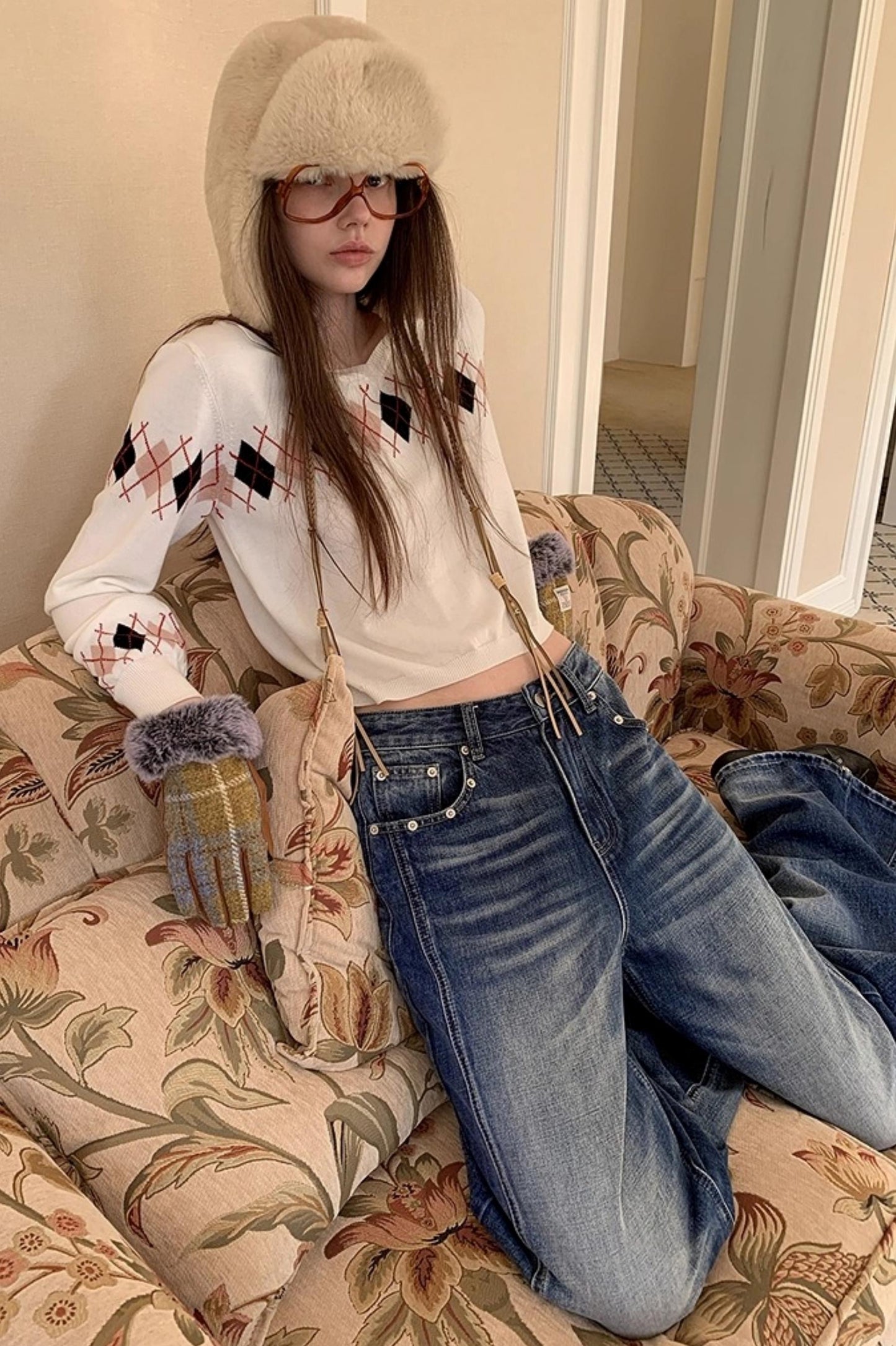 Blue Distressed Denim Pants