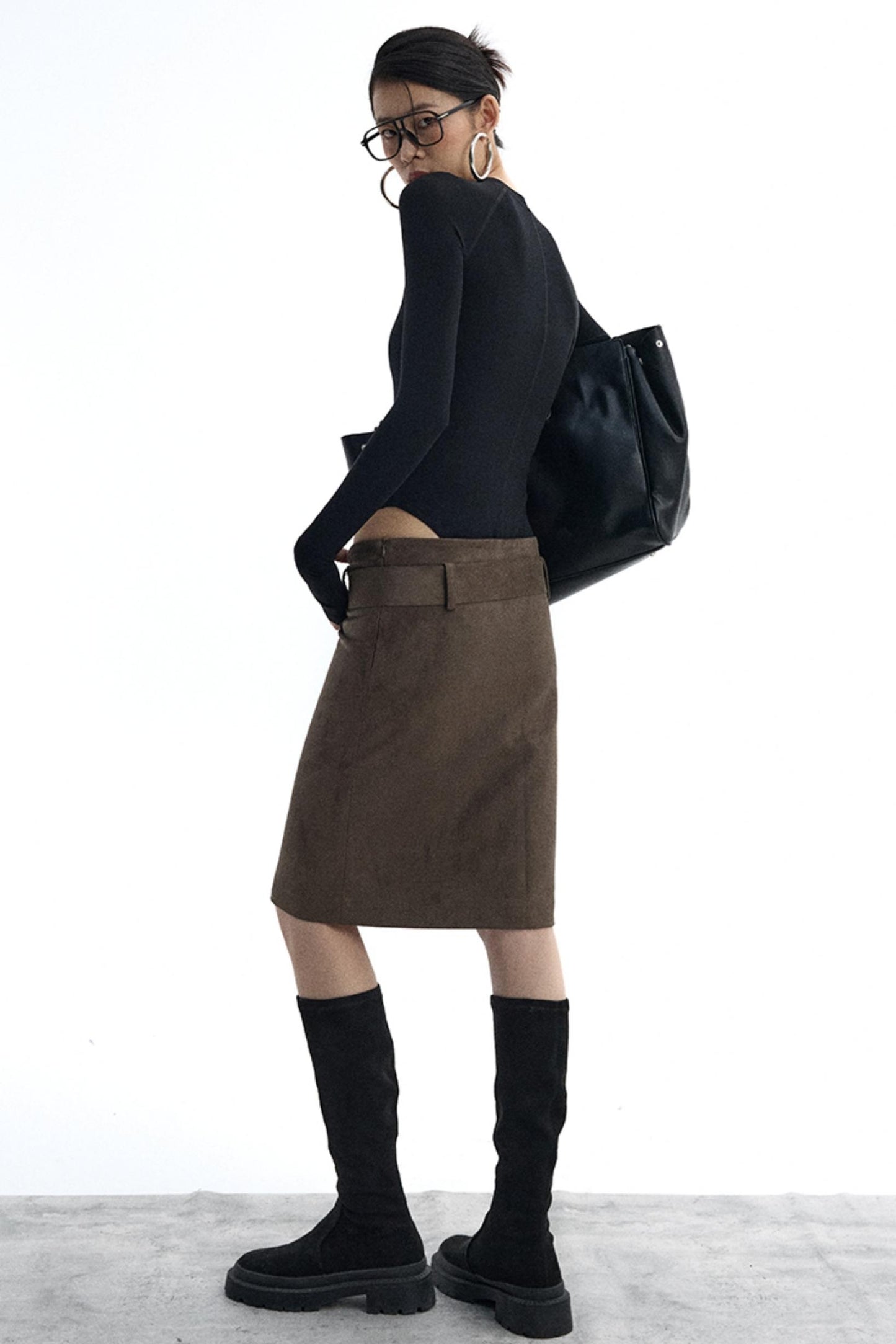 Detachable Belt Suede Skirt