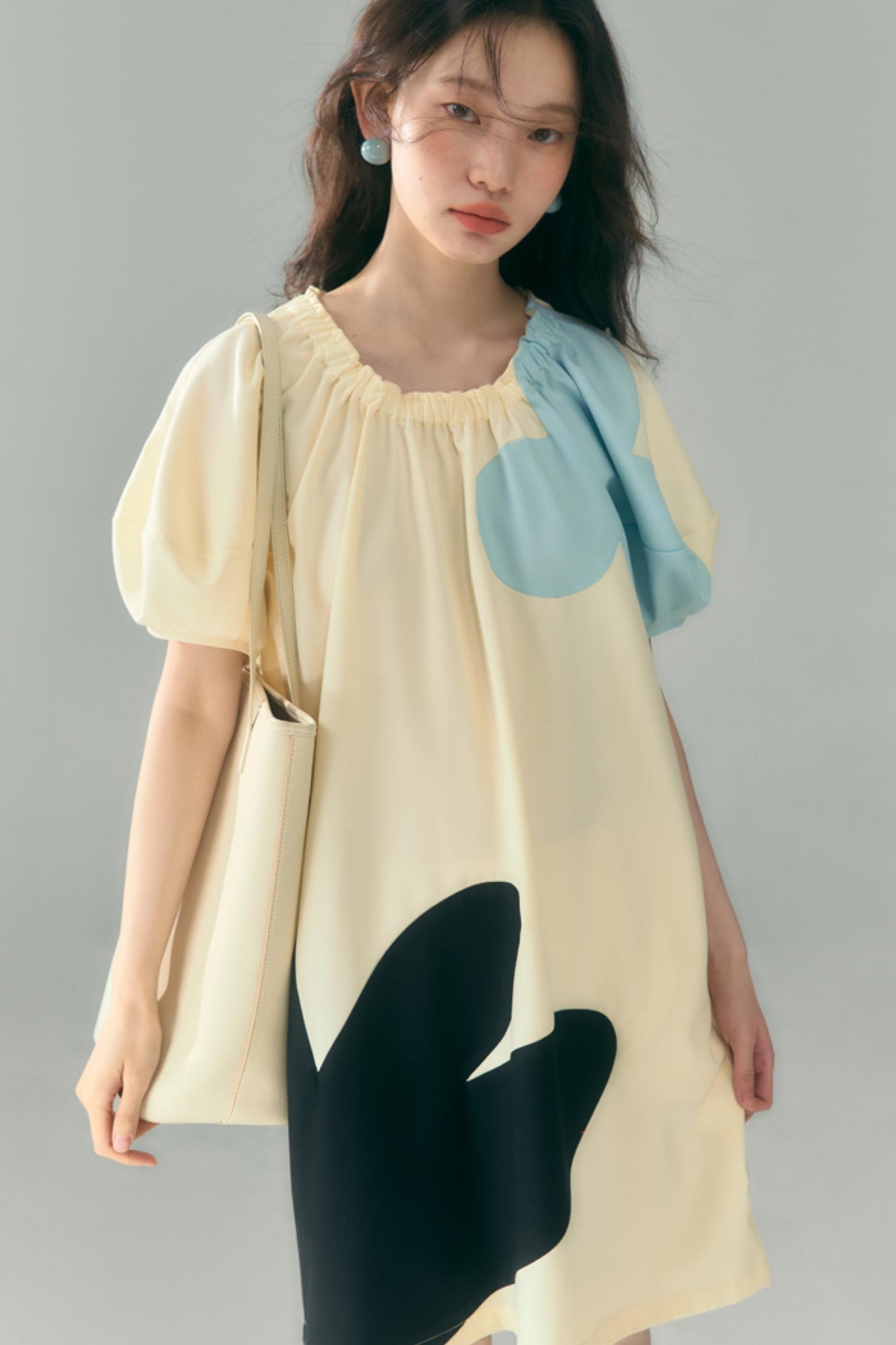 Original Blue Star Patchwork Crewneck Dress