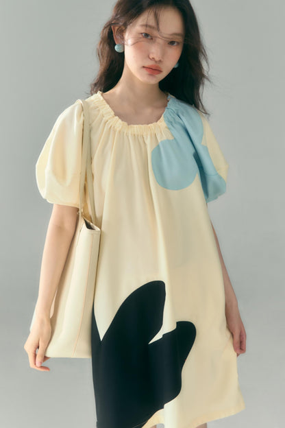 Original Blue Star Patchwork Crewneck Dress