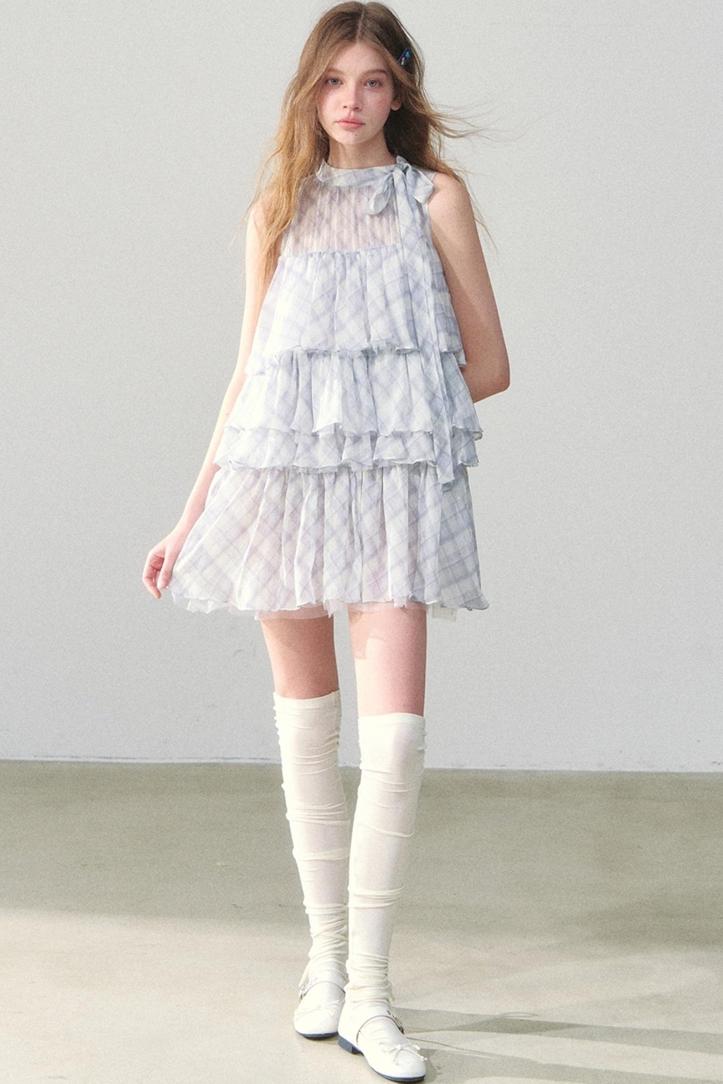 Light Blue Gingham Tutu Dress
