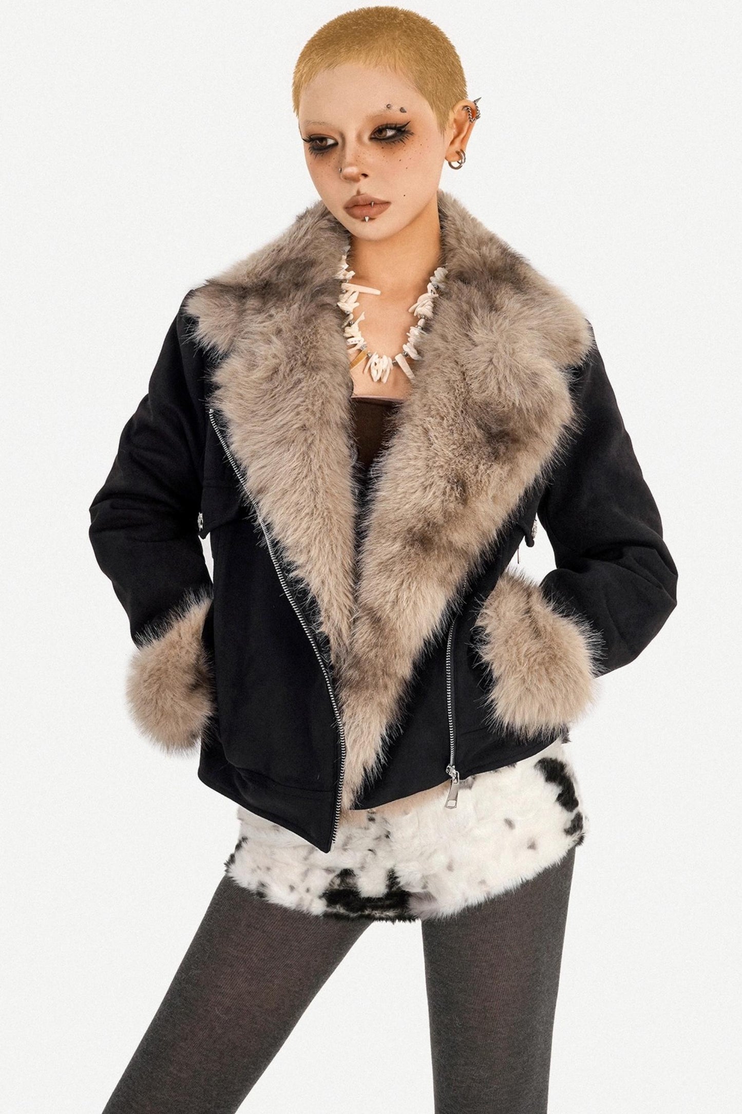 Retro Fur-Lined Quilted Jacket