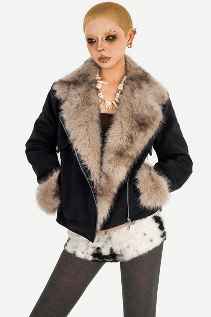 Retro Fur-Lined Quilted Jacket