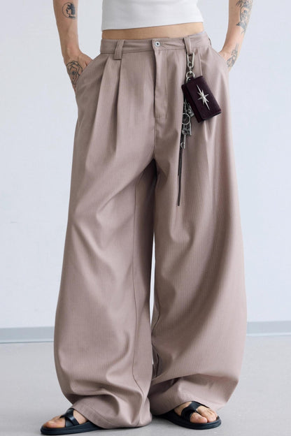 Lotus Root Pink Striped Wide-Leg Pants
