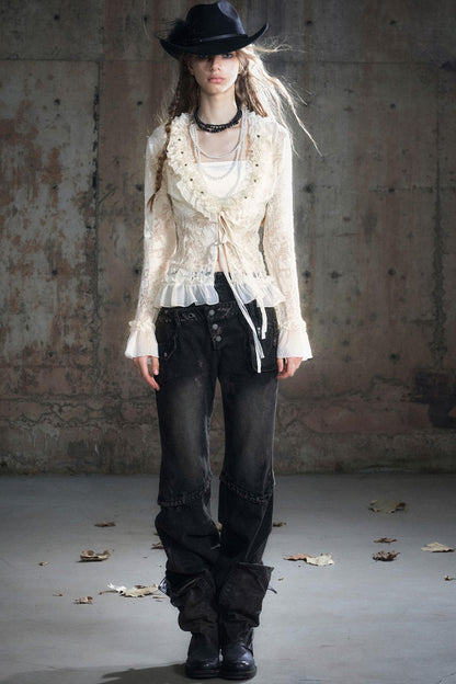 Patchwork Distressed Pants