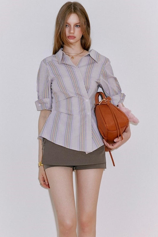 Asymmetric Striped Slim Fit Shirt
