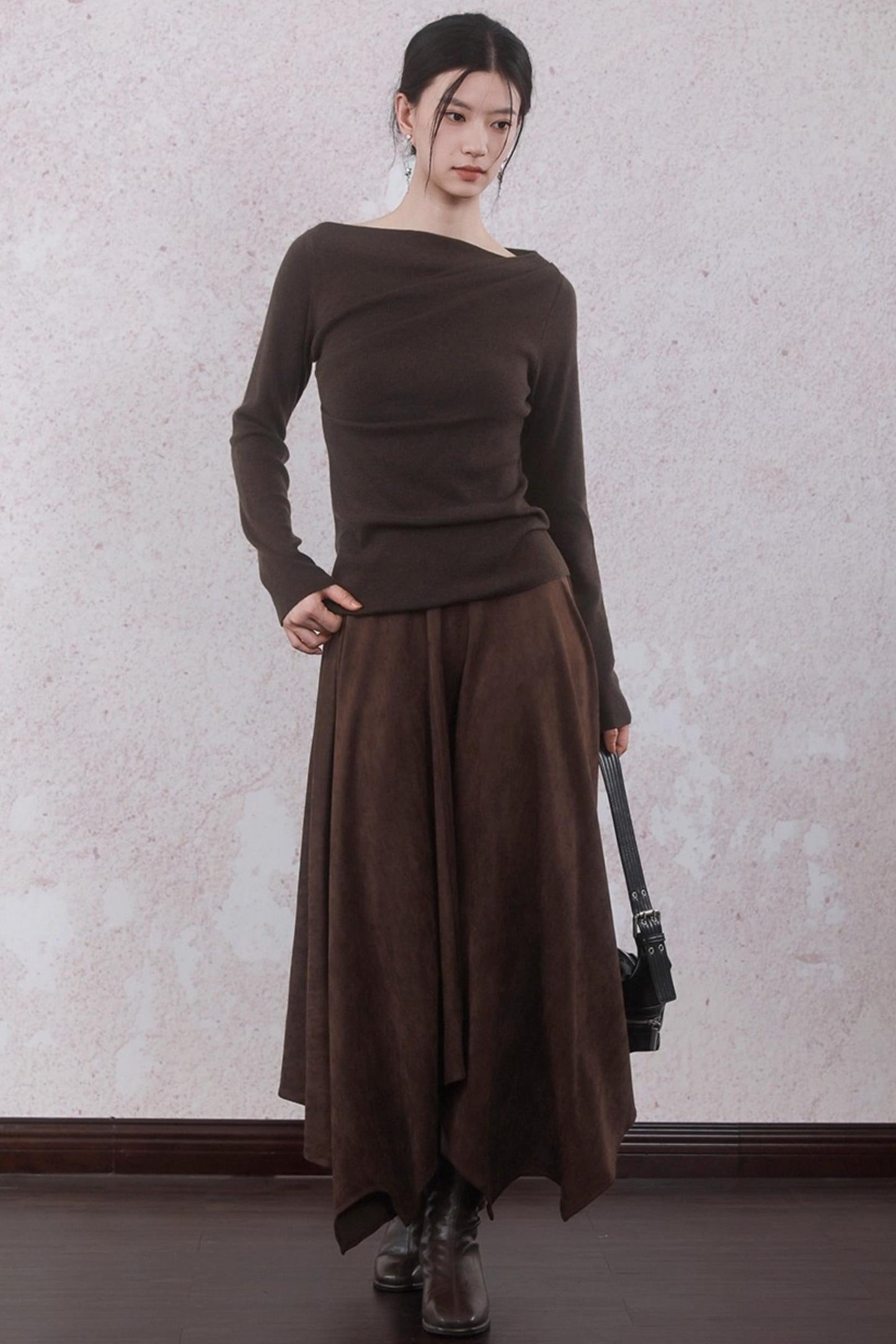 Tea Brown Pleated Sweater
