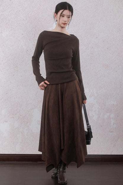 Tea Brown Pleated Sweater