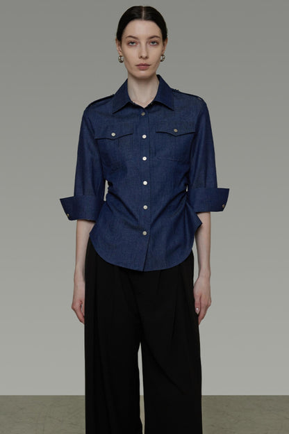 Dark Blue Slim-Fit Shirt