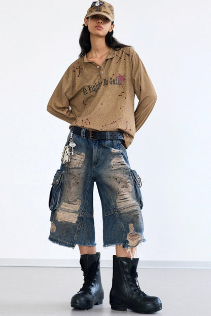 Vintage Splash Ink Henley Tee