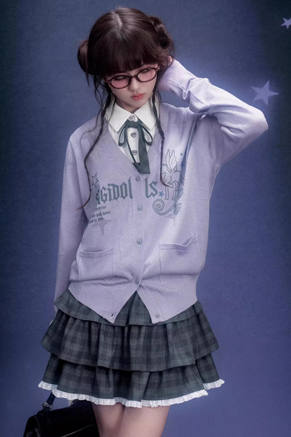 Gray Plaid College Dress Set-Up