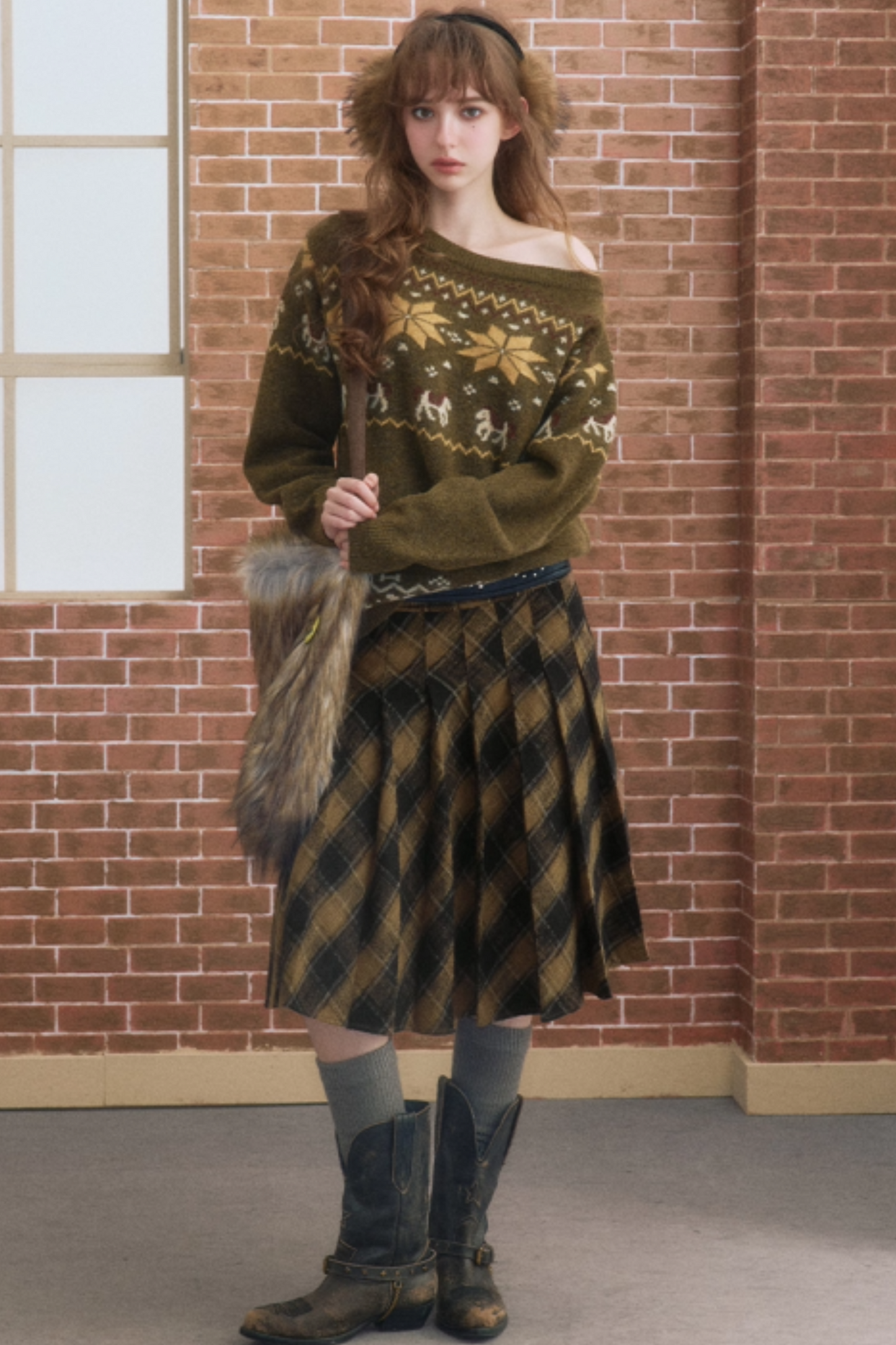 Classic Vintage Plaid Midi Skirt