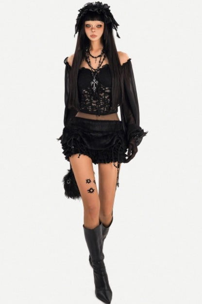 Black Lace Off-Shoulder Top