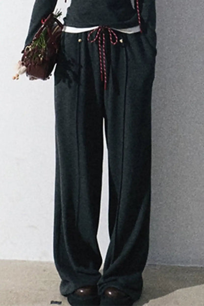 Tears Knit Top & Wide-Leg Pants Set-Up