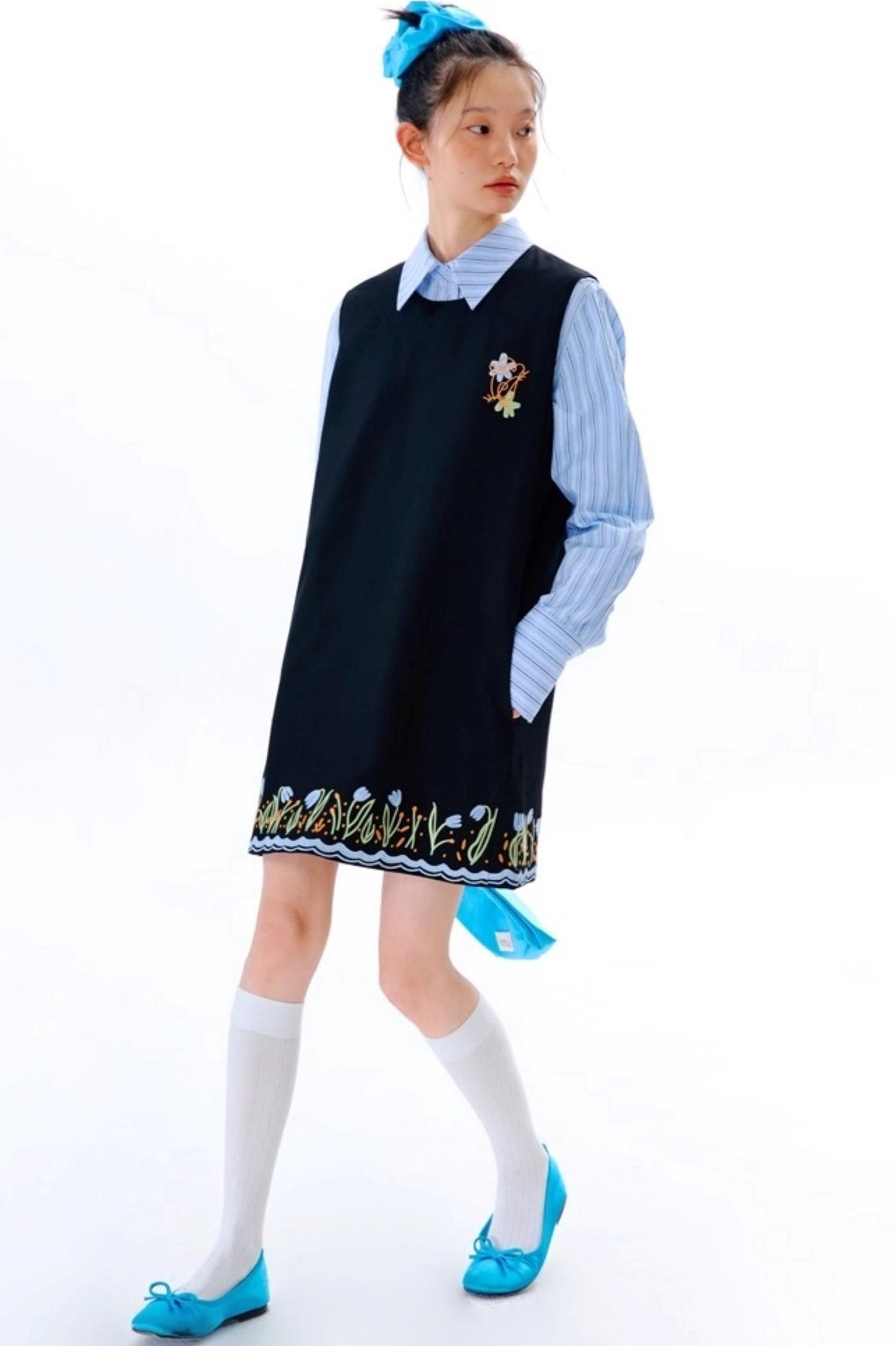 Mandao Flower Vine Striped Diamond Shirt