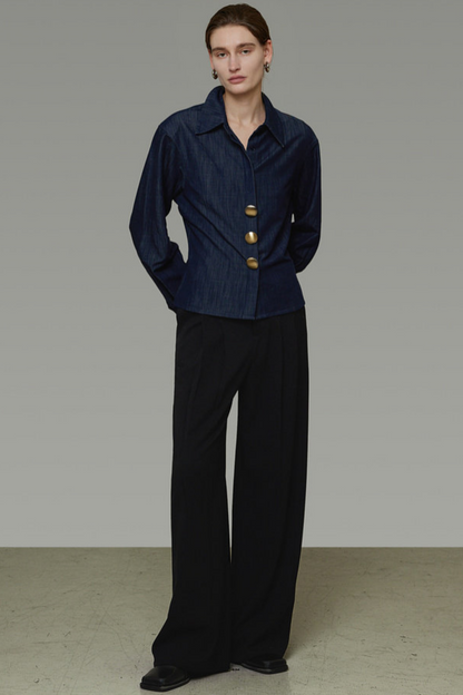 Vintage Denim Button Blouse