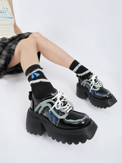 Niche Punk Style Lace Up Platform Shoes