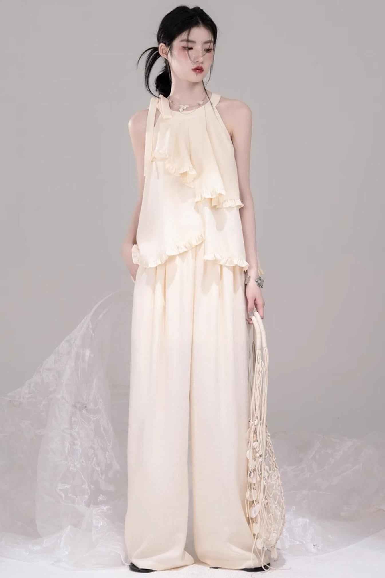 Chill Apricot Ruffle Pants Set-Up