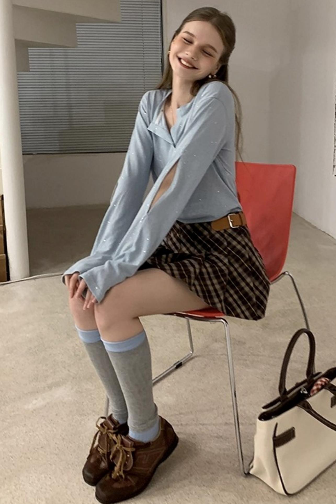 Vintage Plaid Waist Slimming Skirt