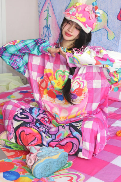 Y2K Plaid Sweatshirt Top