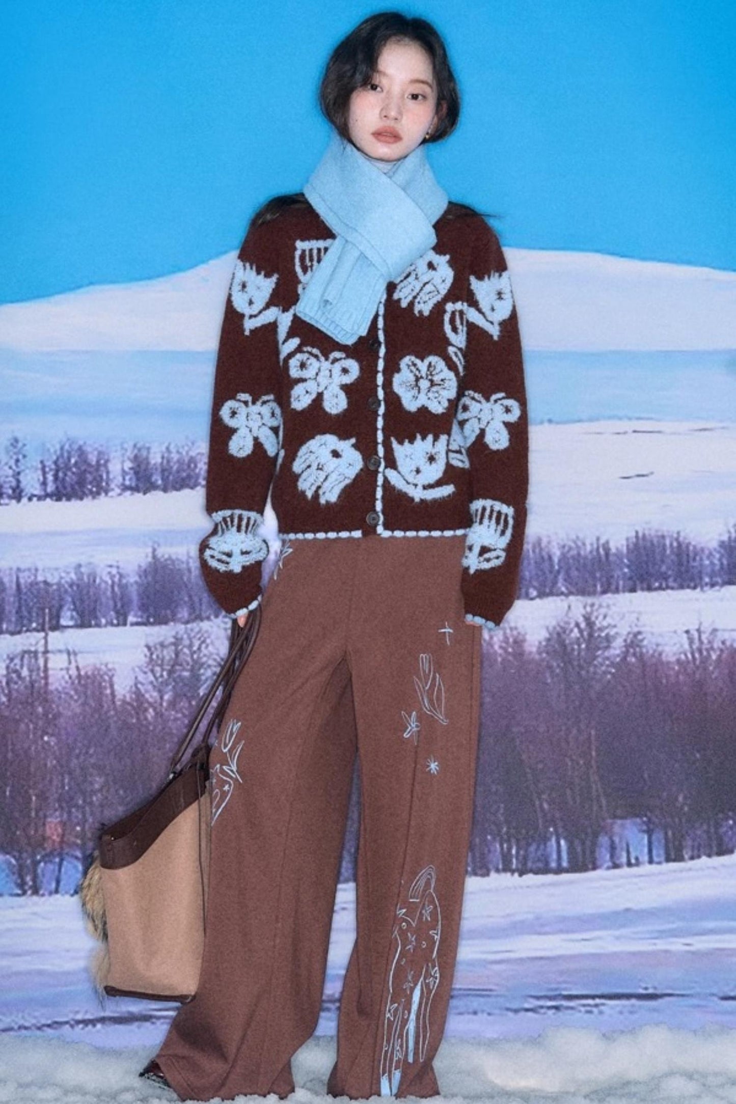 Velvet Jacquard Cardigan Set-Up