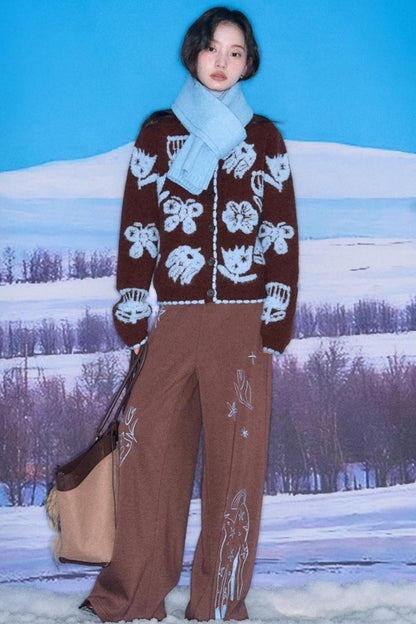 Velvet Jacquard Cardigan Set-Up