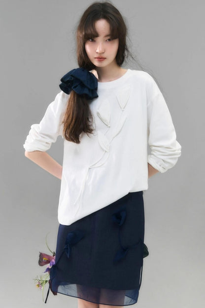 Denim Patchwork Organza Skirt