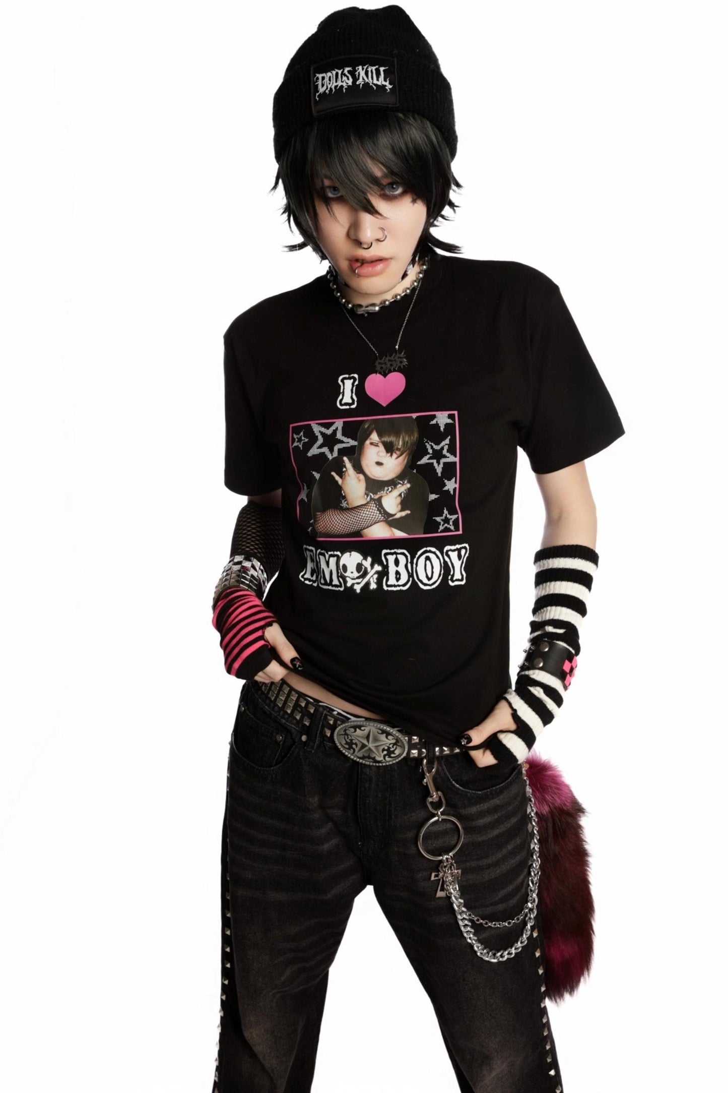 Versatile Gothic Slim Shoulder T-Shirt