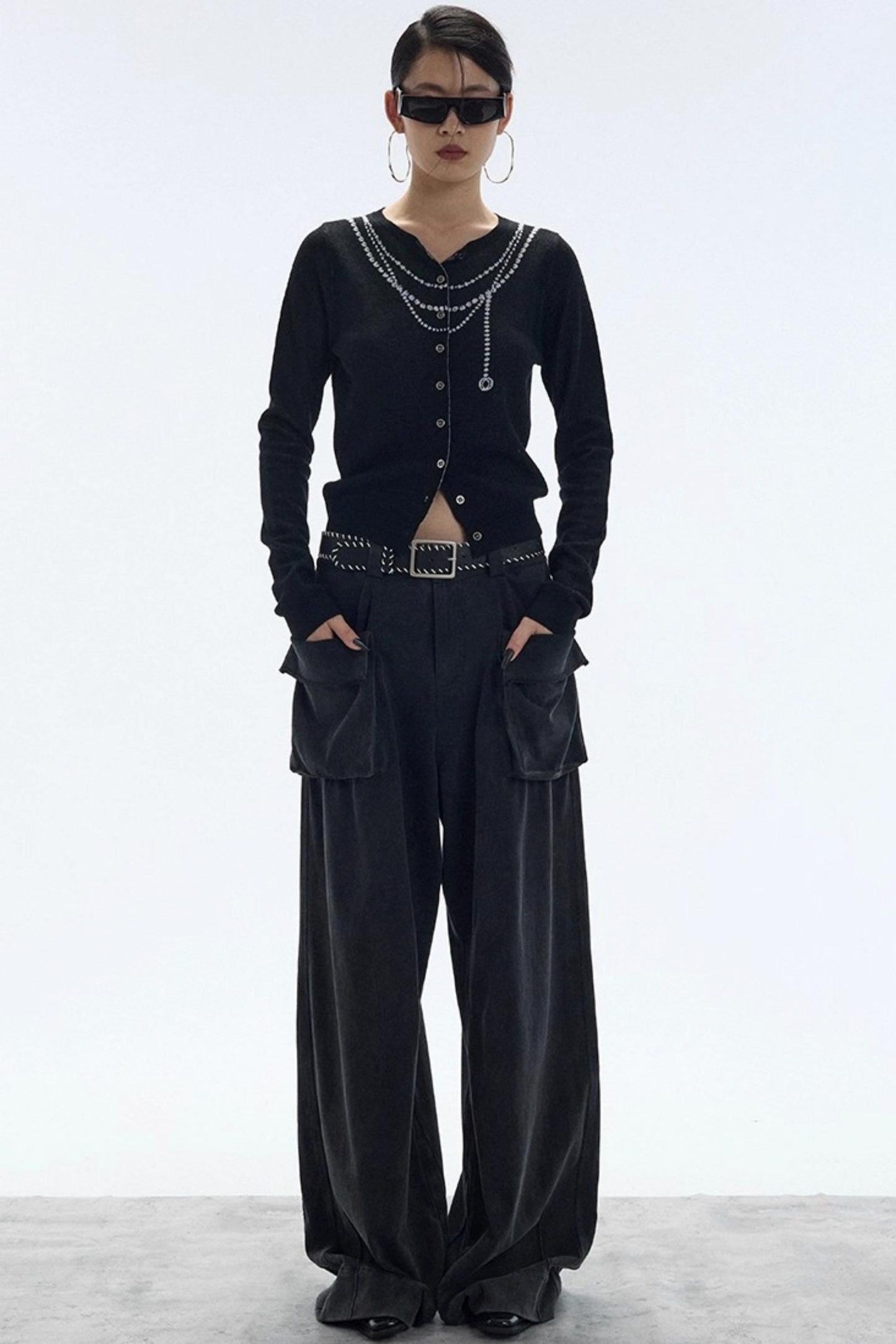 Contrasting Pearl Cardigan