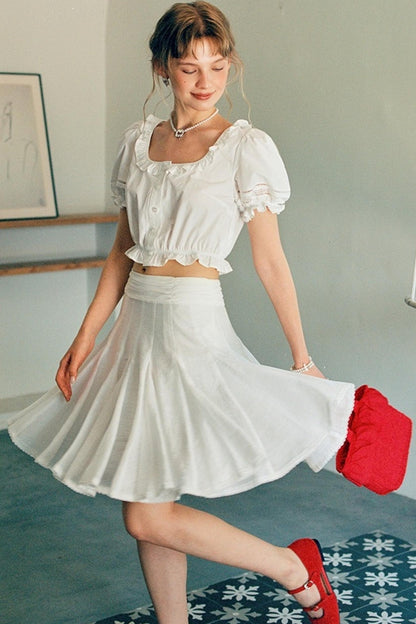 White Lace A-Line Skirt