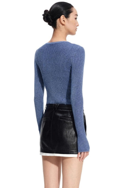 Wool Cropped Crew Neck Cardigan