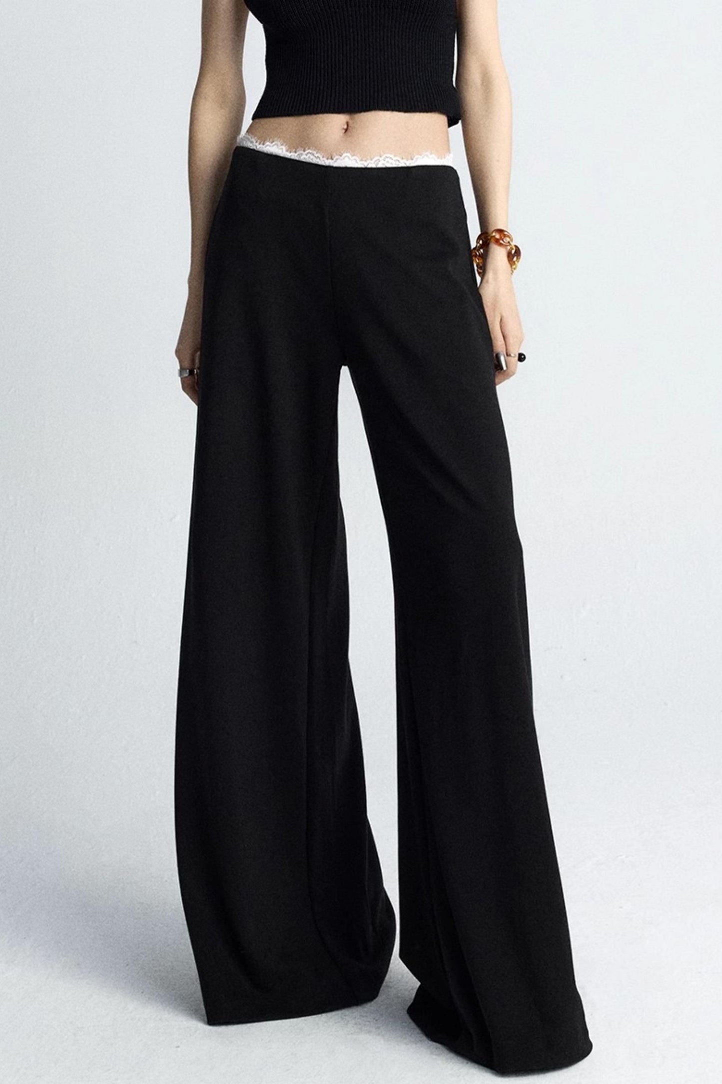 Summer Lace Draped Wide-Leg Pants