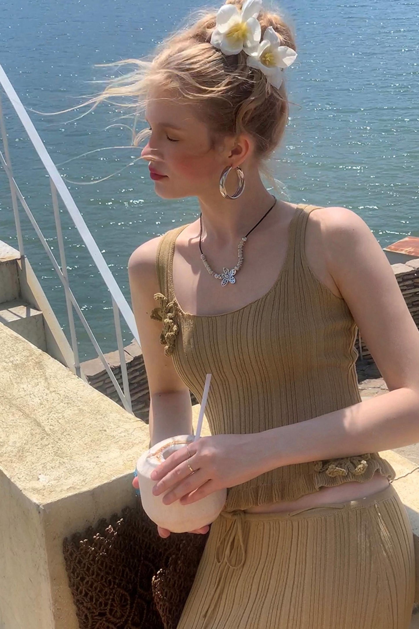 Bali Bloom Slim Earring Top Body Skirt Set-Up