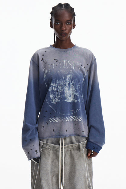 Aged Print Long Sleeve T-Shirt