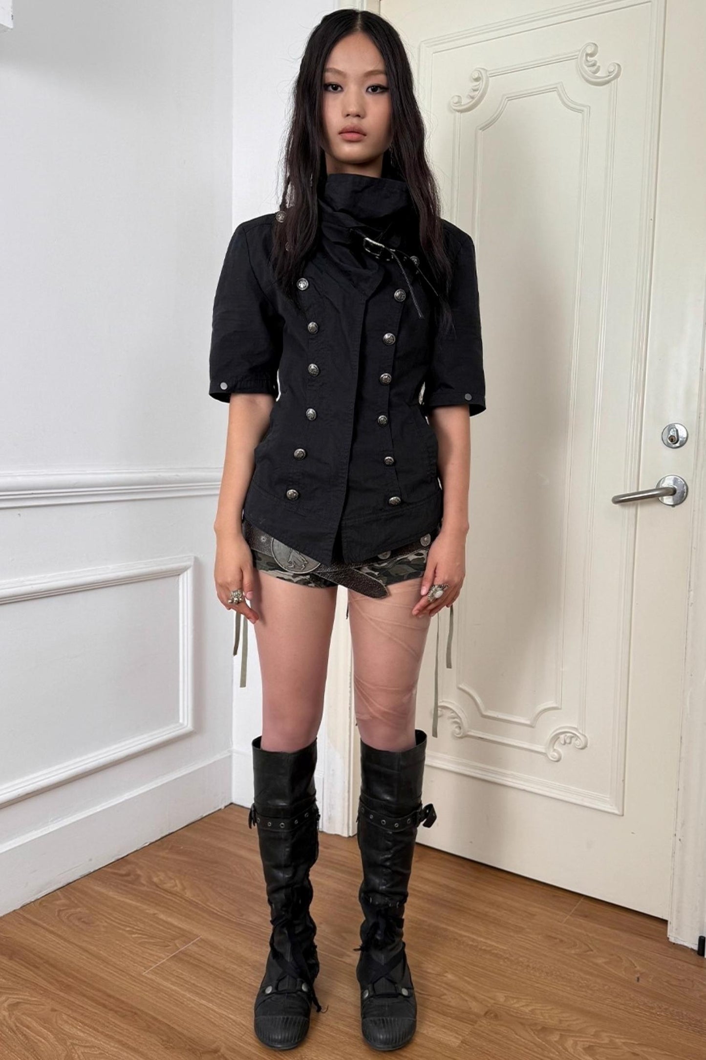 Detachable Sleeve Turtleneck Windproof Jacket