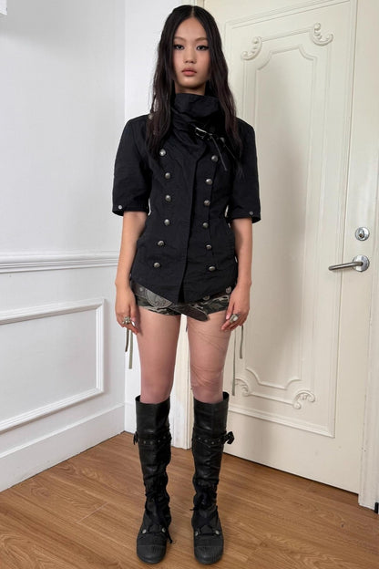 Detachable Sleeve Turtleneck Windproof Jacket