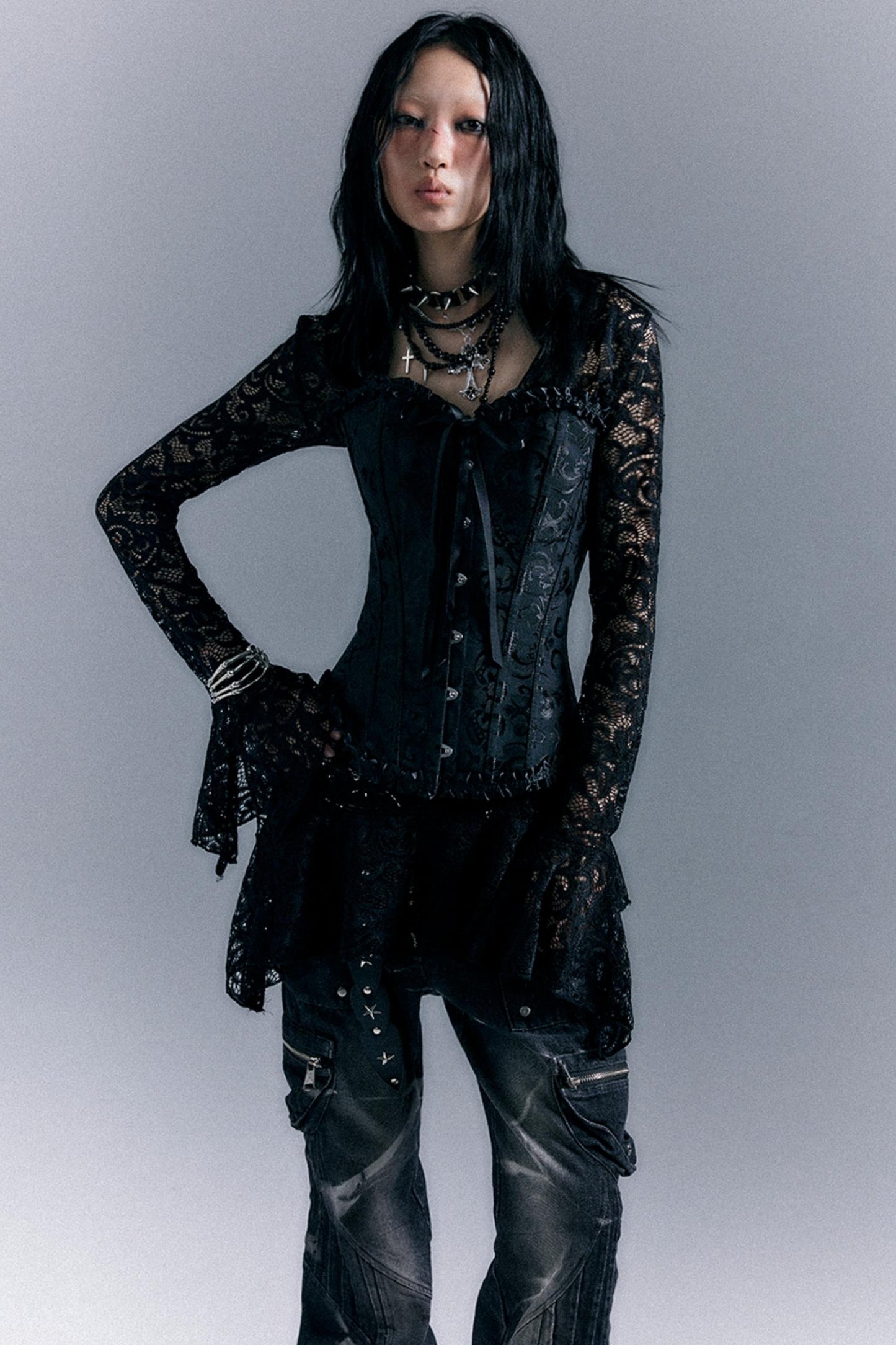 Lace Herringbone Corset Top Set-Up